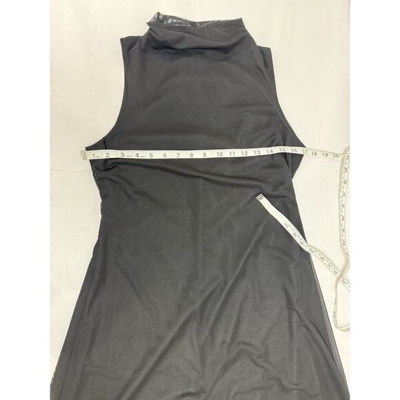 Whimsigoth Vince Camuto Black Sheer Mock Neck Maxi Dress Small Ethereal Romantic - Picture 3 of 10